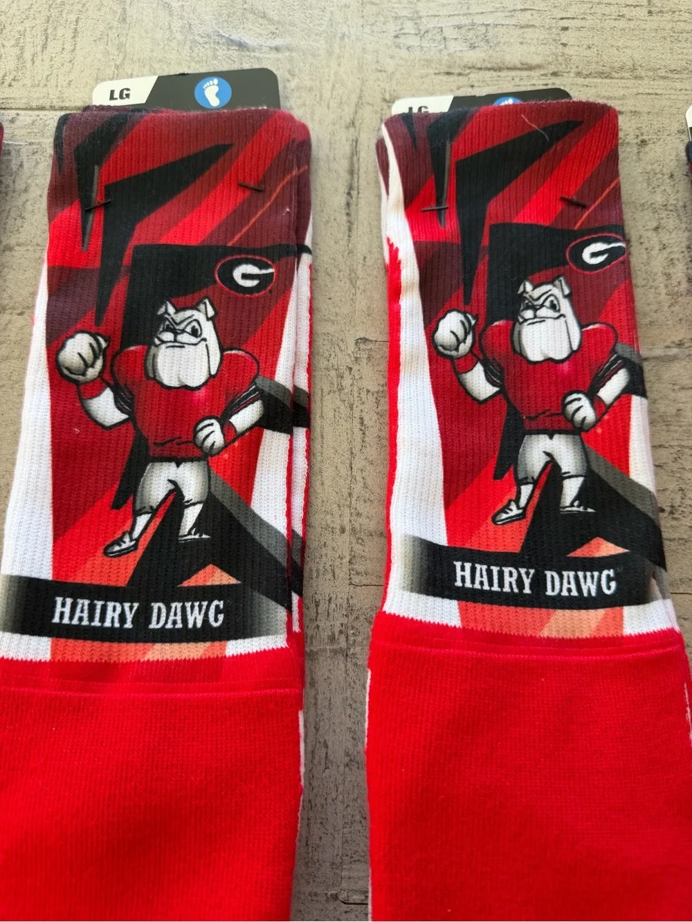 Georgia Bulldogs Red Graphic Crew Socks ❤️🖤 Size Large ❤️🖤